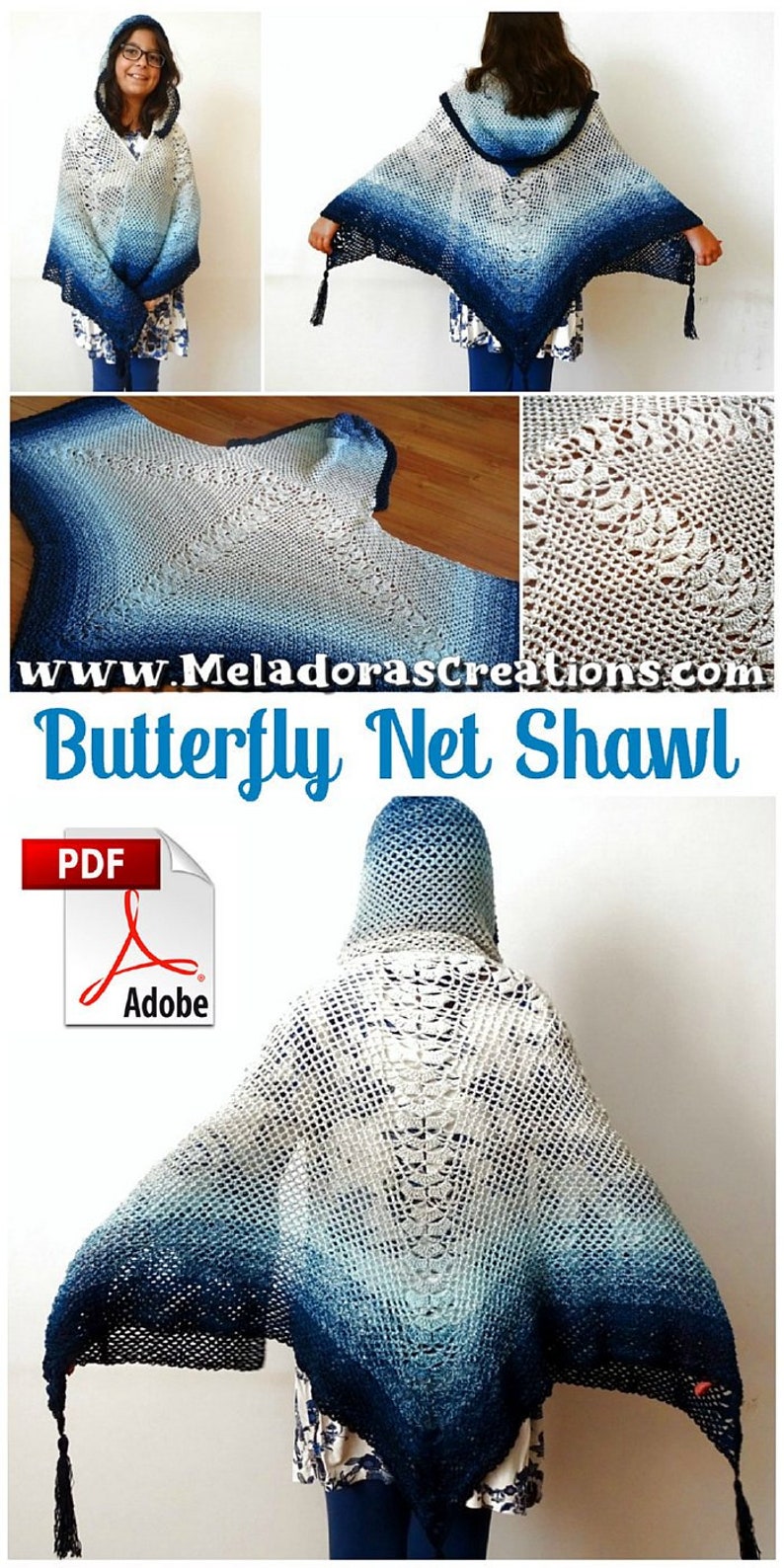 Butterfly Net Shawl PDF Crochet Shawl Pattern image 10