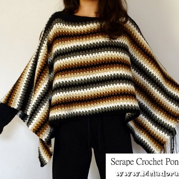 Crochet Serape Poncho - Navajo Style - Crochet PDF pattern