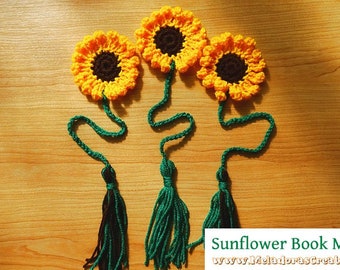 Crochet Sunflower Book Marker PDF pattern