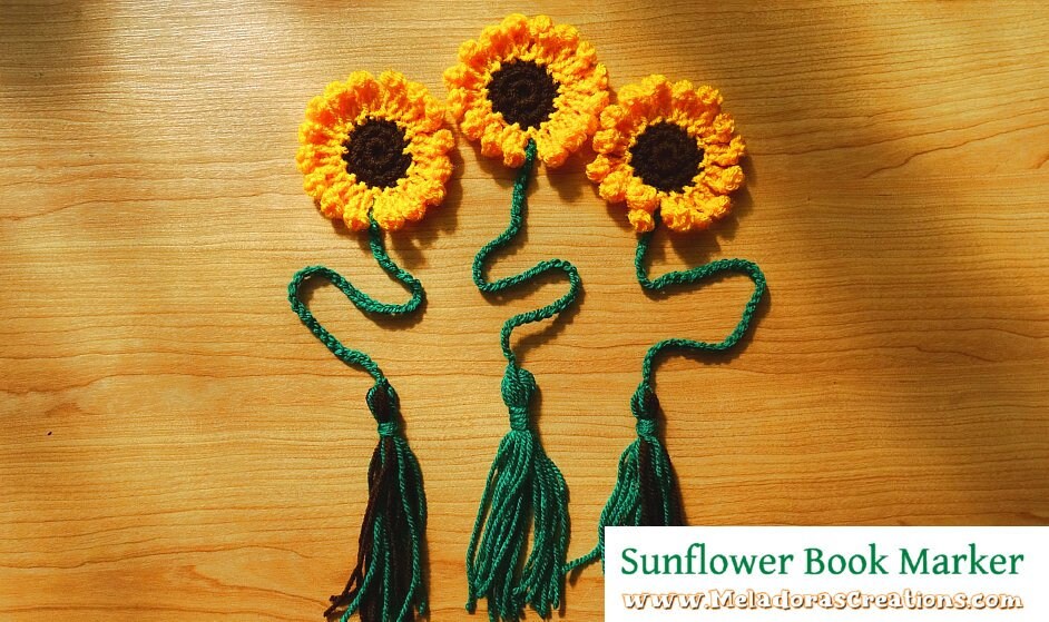 Crochet Sunflower Book Marker PDF Pattern Etsy UK