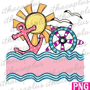 Summer Cruise Anchor  PNG bublimation, Summer frame background add name, Vacation Holiday boat printable,clipart,hello summer png