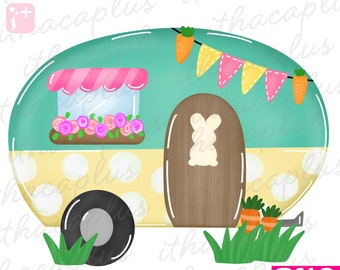 Easter Sublimation, spring Camper png, Easter Camper PNG, bunny Camper clipart, Easter digital, Spring Camper sublimation, spring png