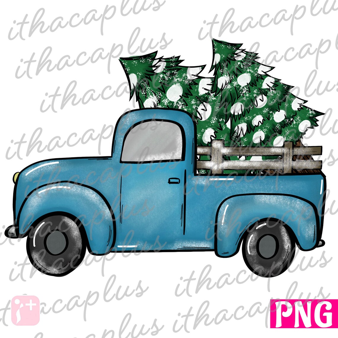 Christmas Blue Truck PNG Sublimation Christmas Tree Truck - Etsy