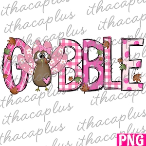pink Turkey PNG, Gobble PNG, Thanksgiving Sublimation, girl turkey clipart, polk dot gobble, Fall pumpkin png Printable, Digital,