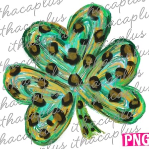 St. Patrick's Day PNG, love St. Patrick's day sublimation, leopard Shamrock Clipart, love Shamrock png, Shamrock digital file, St. Pat PNG