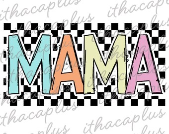 retro mama PNG, retro checkered Mother's Day Sublimation png, retro mama png, Mother's Day printable, colorful mama png, mama png, mom png