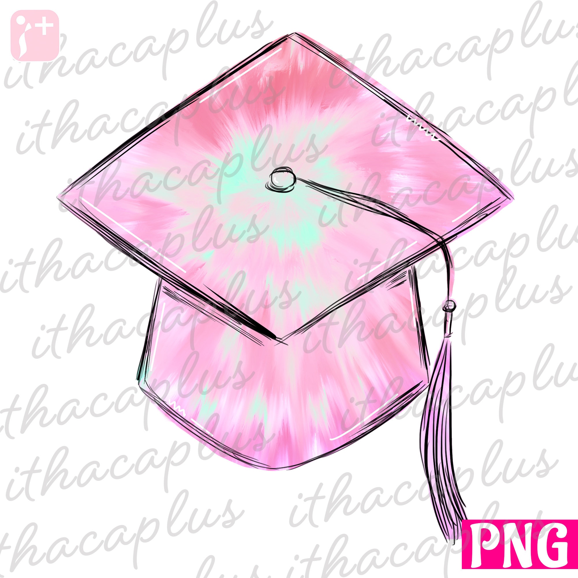 Tie Dye Graduation Cap Png, Tie Dye Graduation Cap Clipart, Pink