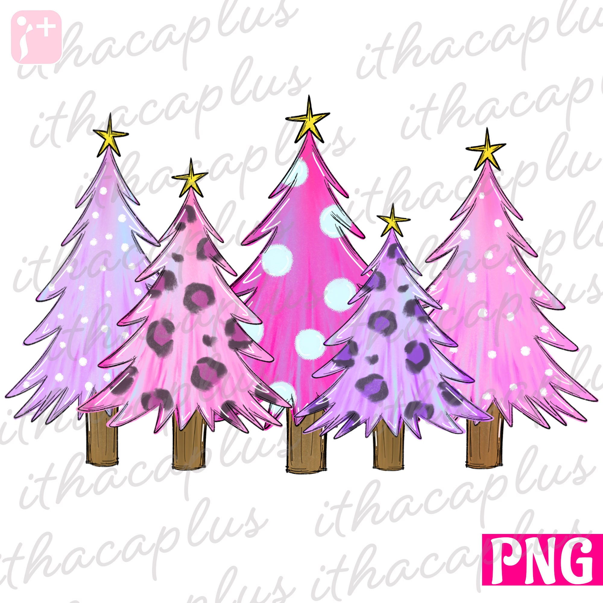 Christmas PNG , leopard Christmas tree digital, pink Christmas tree c…