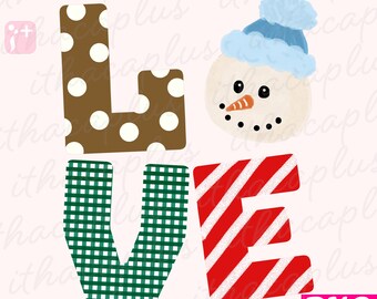 Christmas love and snowman PNG files for sublimation -  Christmas snowman Sublimation Design | snowman digital download Clipart | snowman