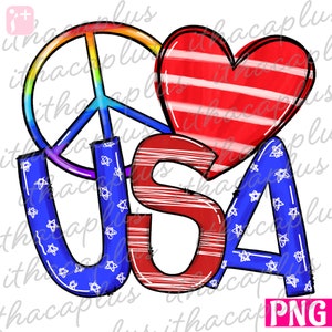 4th of July png, sublimation, clipart, printable, America sublimation, peace love USA  png, peace love USA png, peace love USA sublimation