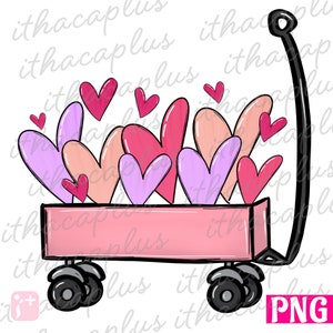 バレンタインデー昇華、バレンタインおもちゃカート PNG、ビンテージ赤いそり png、バレンタイン クリップアート、バレンタインワゴン デジタルファイル、ピンクワゴン PNG