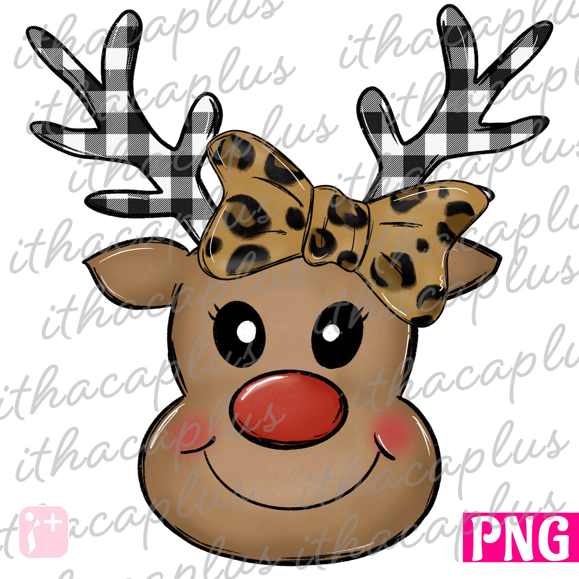 Christmas Png Leopard Bow Reindeer Rudolph Sublimation Girl - Etsy