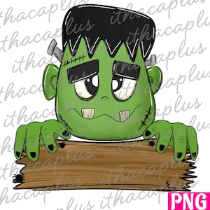 Halloween Frankenstein PNG sublimation, frame print Design, Halloween digital, Trick or Treat PNG, Halloween kid clipart, Fall design
