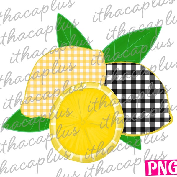 Watercolor lemon png, Summer PNG, plaid lemon printable, lemon digital clipart, lemon sublimation, colorful lemon png, plaid lemon png