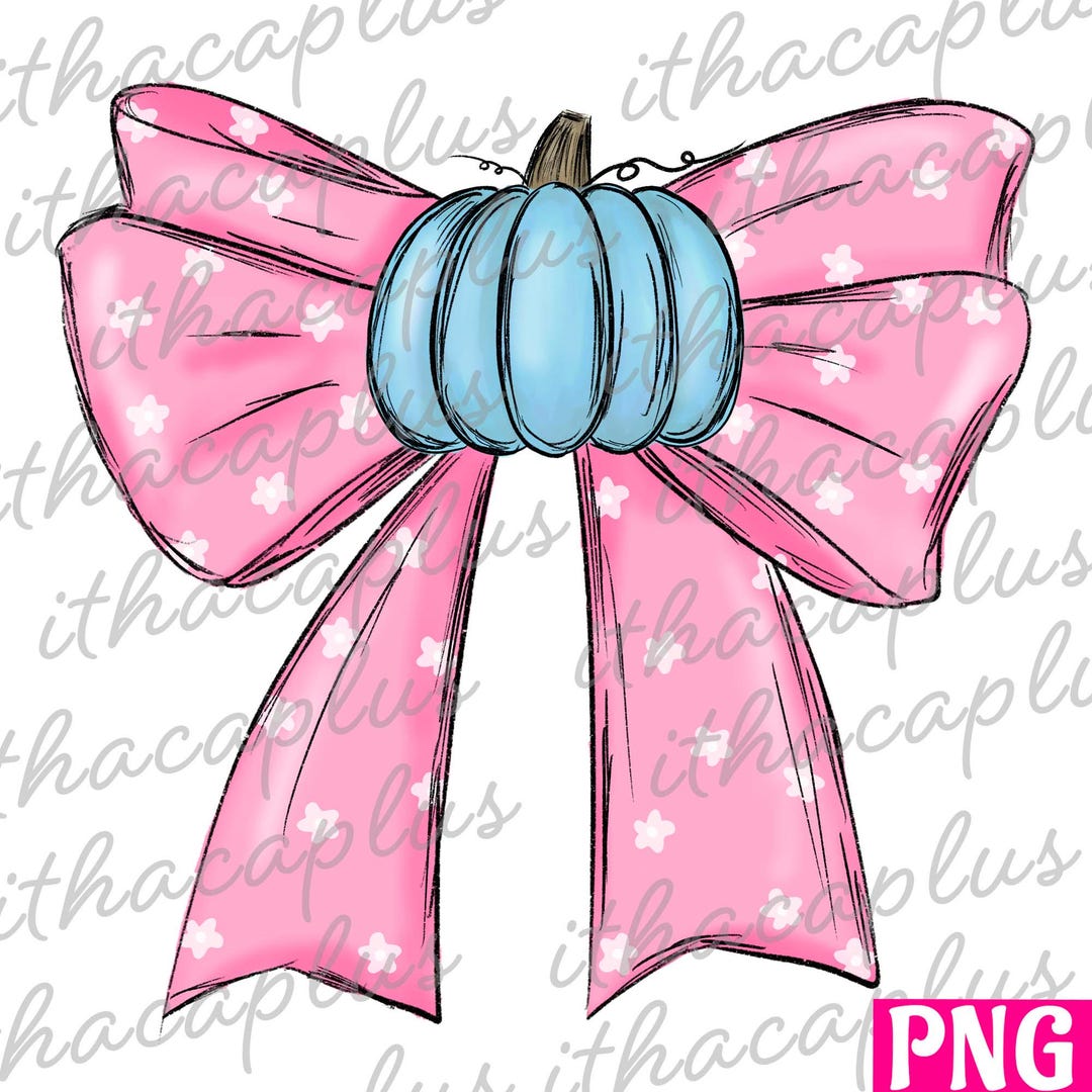 Fall Coquette Bow Pumpkin Png, Pink Pumpkin Sublimation, Thanksgiving ...