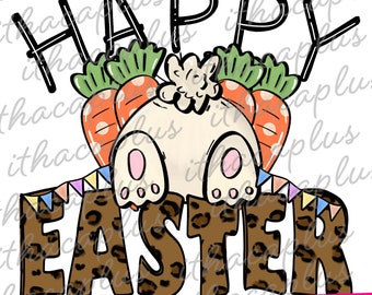 Happy Easter leopard png, Easter bunny sublimation, bunny Clipart, happy Easter digital , Easter day printable, hoppy easter digtial