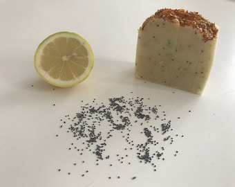 Organic Lemon & Poppy Seeds Handmade Soap, Organic Lemon Soap, Vegan Soap, Palm Free Soap,Handmade Soap, Organic Soaps, All Natural Soaps