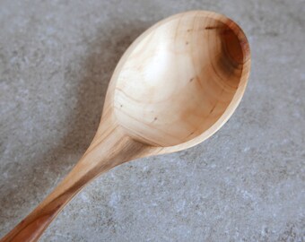 Plum wood hand carved long cooking and serving spoon 11 inch