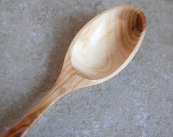 Plum wood hand carved long cooking and serving spoon 11.5 inch