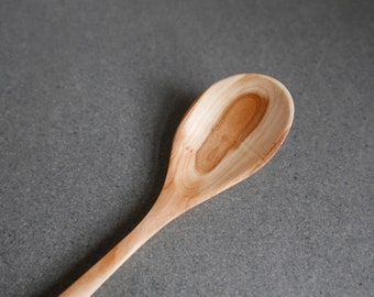 Apple wood hand carved long cooking and serving spoon 13 inch