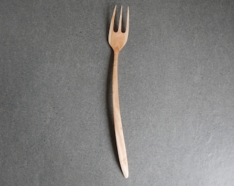 Juniper wood hand carved serving fork 11 inch