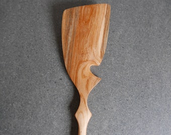 Cherry wood hand carved cooking spatula 13 inch