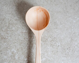 Large apple wood hand carved cooking spoon 11 inch (27.5 cm)