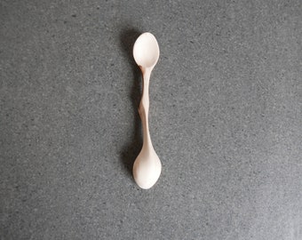 Maple wood hand carved double spoon 4.5 inch (11.5 cm)