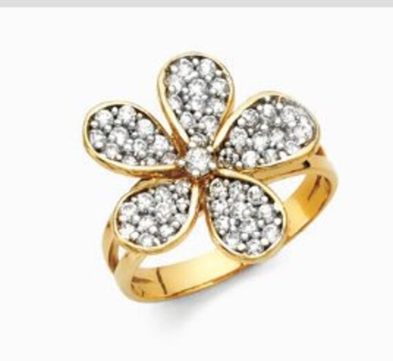14k gold flower ring Etsy