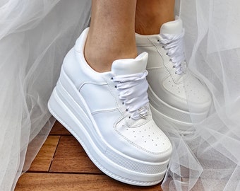 Wedge Heel Very Comfortable Bridal Shoes Wedge Heel customizable Sneakers Personalized color production Handmade Wedding Bride wedding Shoe