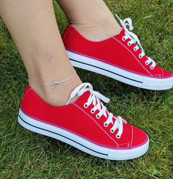 red converse like shoes