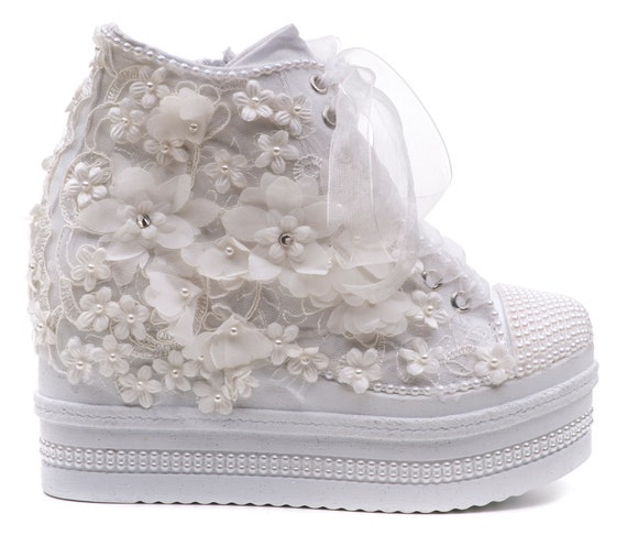 Luxury Wedge Heel Bridal shoes Special three-dimensional lace gorgeous Comfort Height Options Picture 8cm
