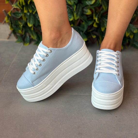 Customizable Women's Platform Sneakers, Glitter Print Shoes