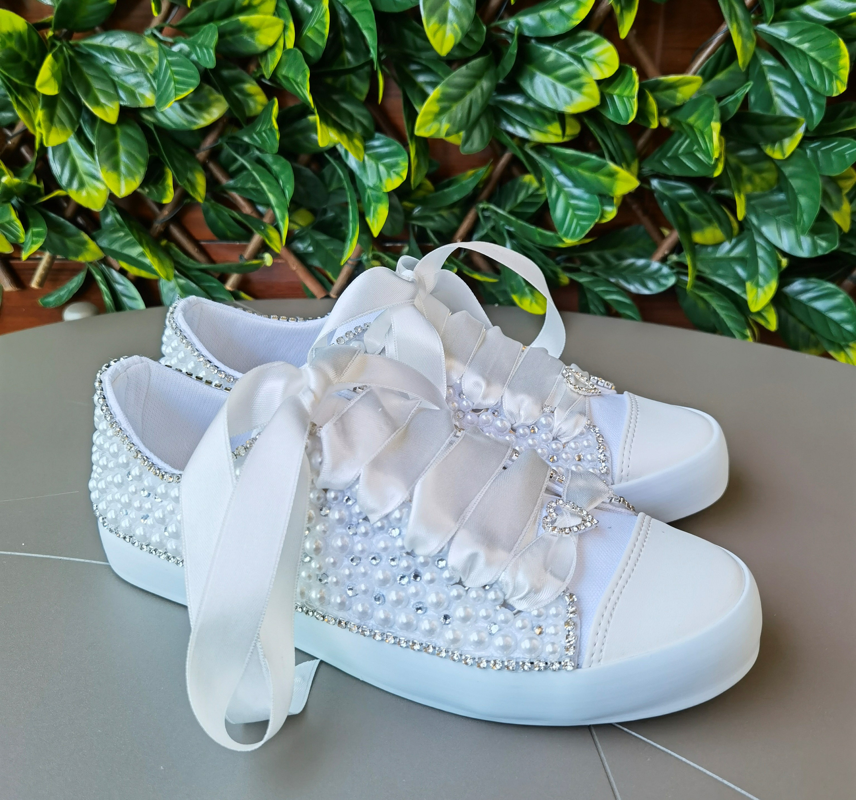 Pearl Embroidered Stone Detailed Transparent Bridal Shoes 
