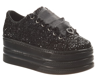 Oversized Sneakers Glitter Bubble Sole Platform Sneaker Wedding