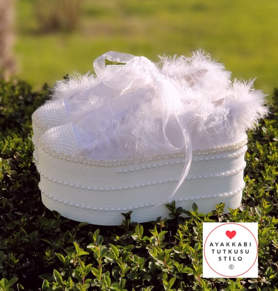 Feather Bridal Sneakers: Platform Wedding Shoes, Personalized Desing