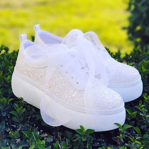 Wedding Sneakers for Bride Sparkle, Gold Sequin Sneakers, Sparkle Sneakers for Women, Bridesmaid, Prom, Gifts for Her, Halloween Costume