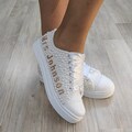 Custom Bridal Sneakers, White Pearls, Personalized Wedding Shoes product logo