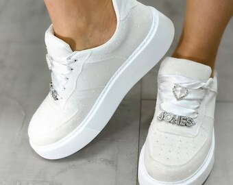 Personalized Bridal Sneakers, Custom Wedding Shoes, Bride Gift