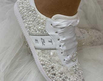 Custom Wedding Sneakers, Personalized Bridal Shoes