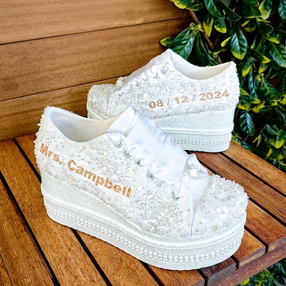 Bridal Shoes luxury Heeled sports wedding shoes bride personalized shoes wedge heels extreme comfortable height options