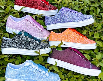Custom Glitter Bridal Sneakers, Personalized Wedding Shoes