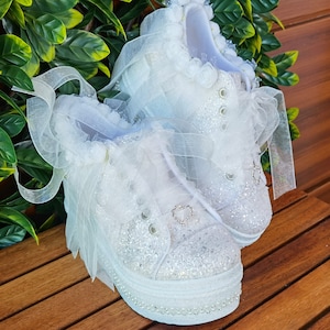 Bridal Shoes White Floral Shiny Bridal Shoes Wedge Heel Bridal Shoes