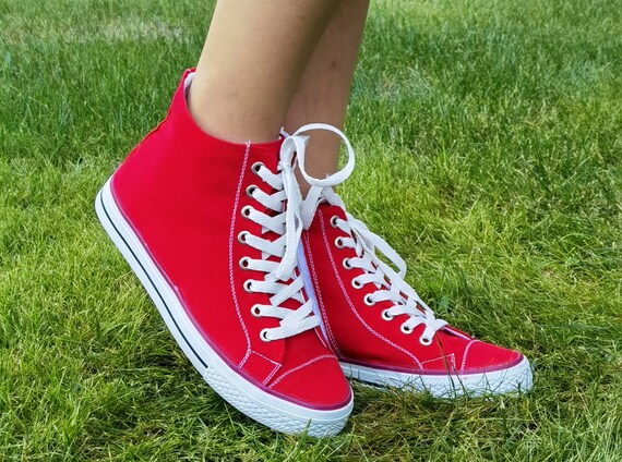 red converse like shoes