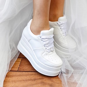 Wedding shoes Wedge Heel Bridal Shoes  Heel Bride shoes customizable Sneakers Personalized color production  Wedding Bride wedding Shoes New
