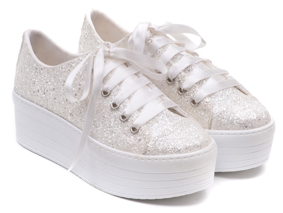 wedding shoes for bride Glitter white bride shoes color options wedding sport shoes