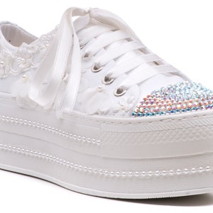 Wedding Shoes Bride Pearl and Crystal Stone Bridal  Height Options