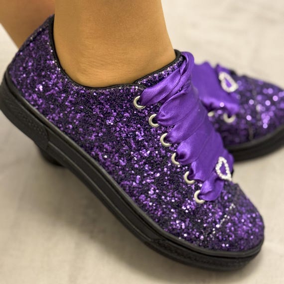 Wedding Shoes Purple Glitter Personalized Color Options with personalized production Special shoes with jewelry added for brides Purple Shoe