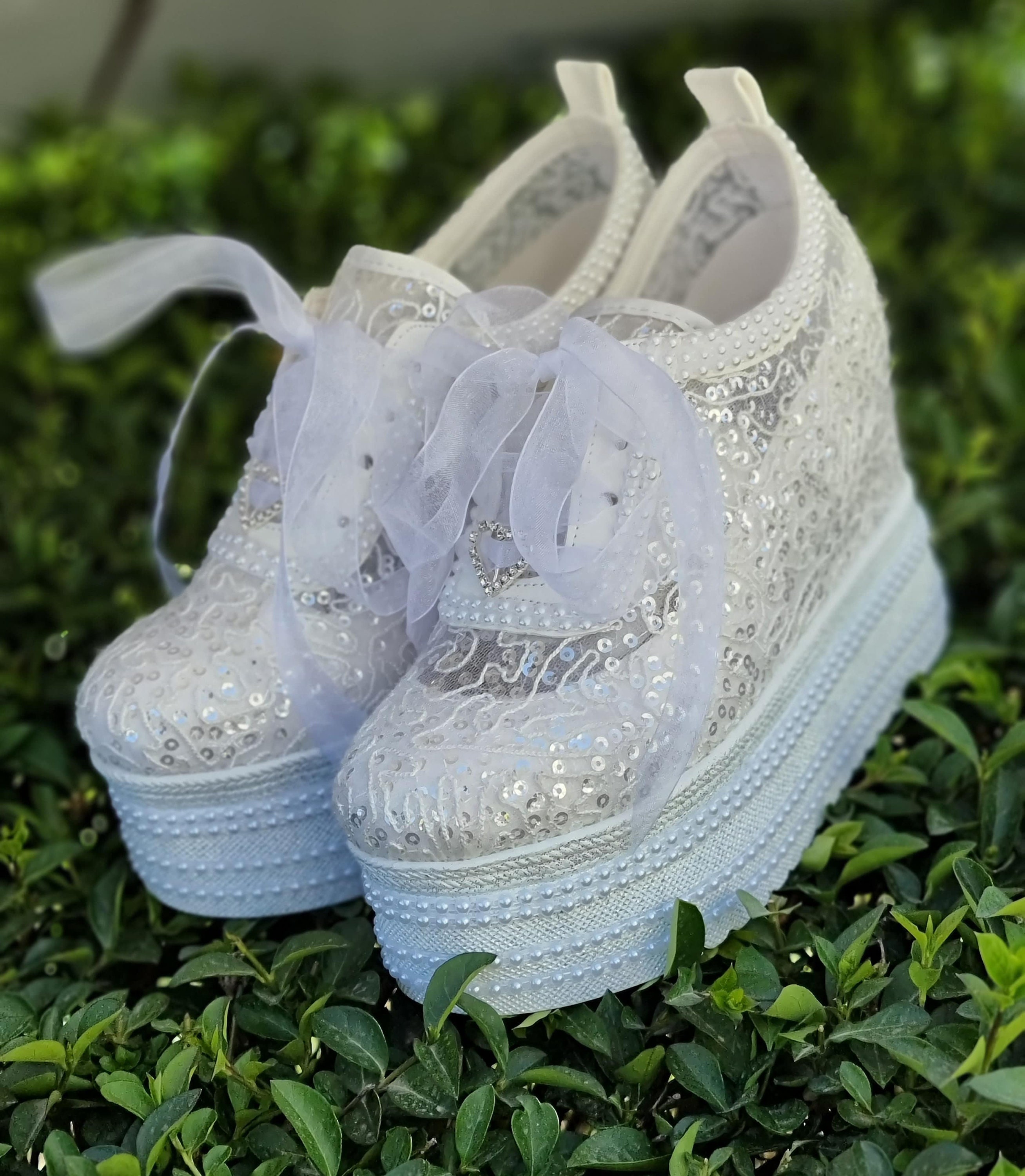 White platform sneakers wedding 2025