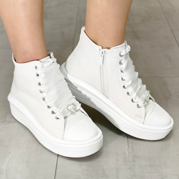 Personalized  Bride Shoes Wedding Dress long Top Lightened sole wide bridal sneakers bridal shoes personalized design  Bridal Shoes
